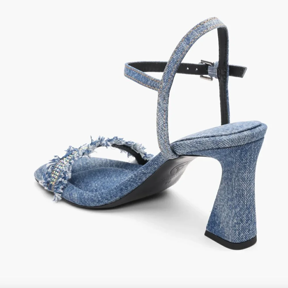 Ash Lover Ankle‎ Strap Sandals Heels 39 Denim Studded